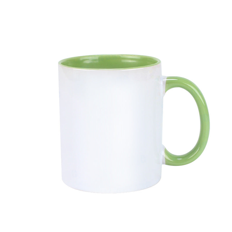 Custom Color Handle Sublimation Mug | Inner Color Ceramic Coffee Cup with Heat Transfer Coating | Personalized Printing Available