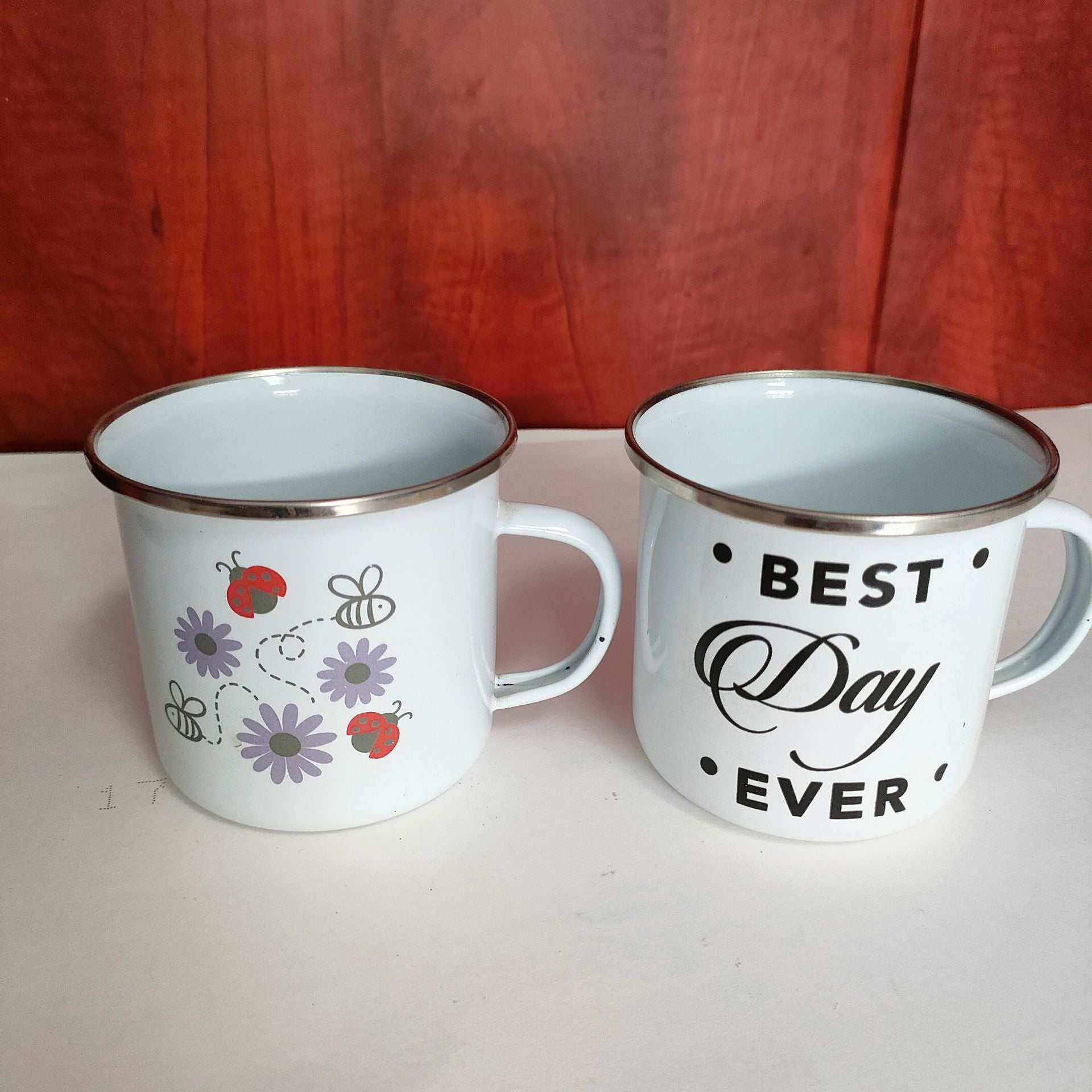 Custom Enamel Mug – Classic Vintage Metal Coffee Cup with Sublimation Coating, Retro Tin Tea Mug, Personalized Design Accepted