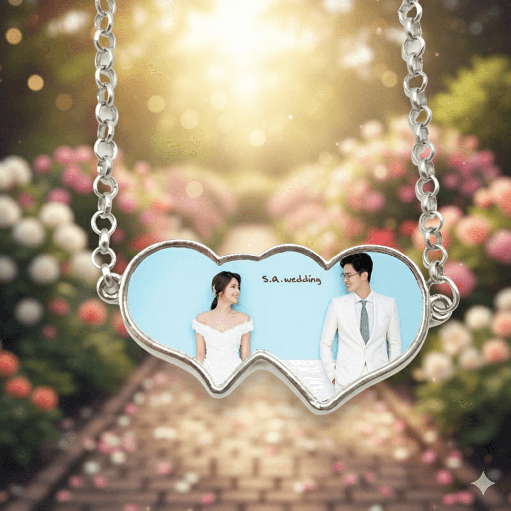 Sublimation Double Heart Necklace | Blank Heat Transfer Pendant | DIY Custom Photo Jewelry Gift