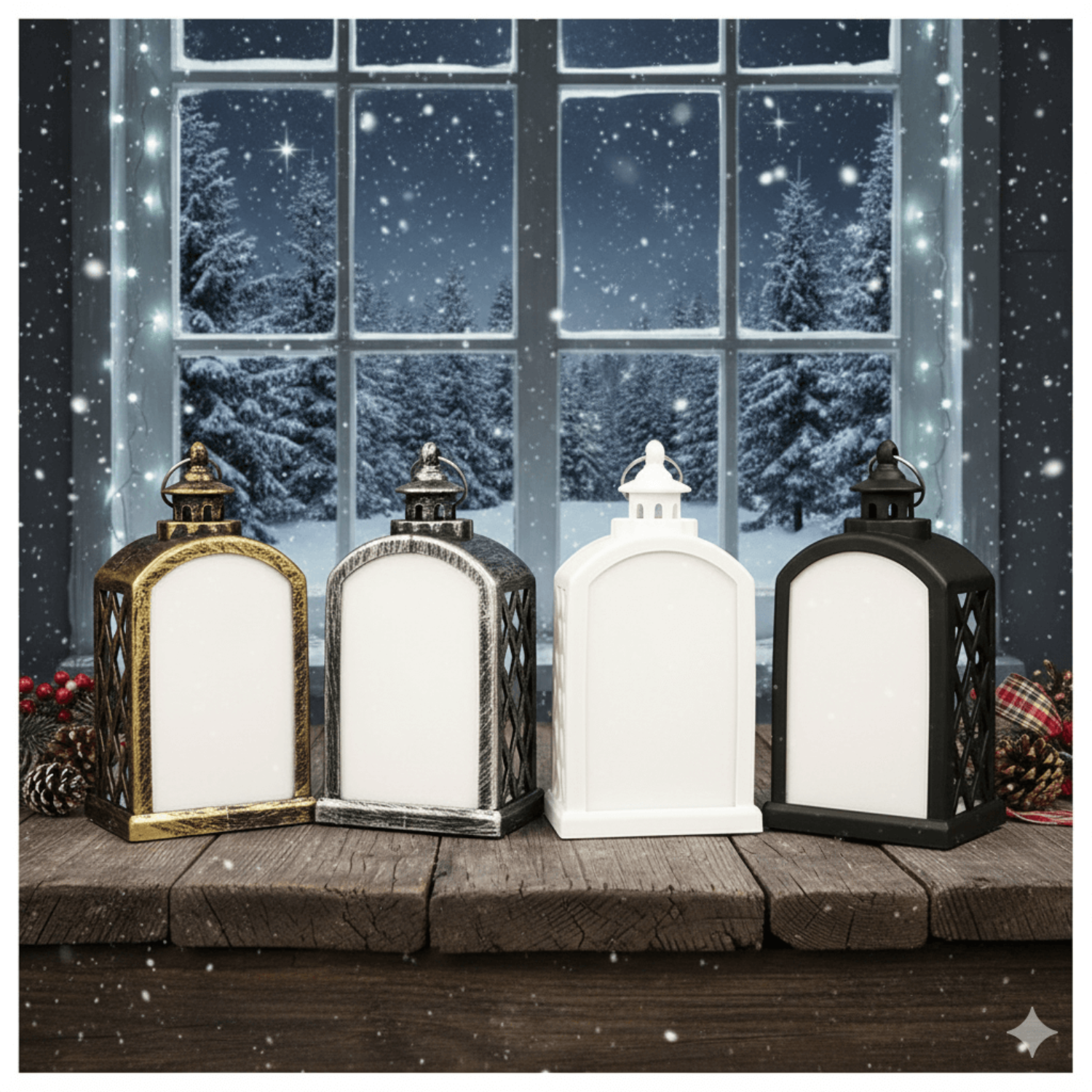 New PET Sublimation Christmas LED Lantern – DIY Heat Transfer Night Light for Holiday Decoration