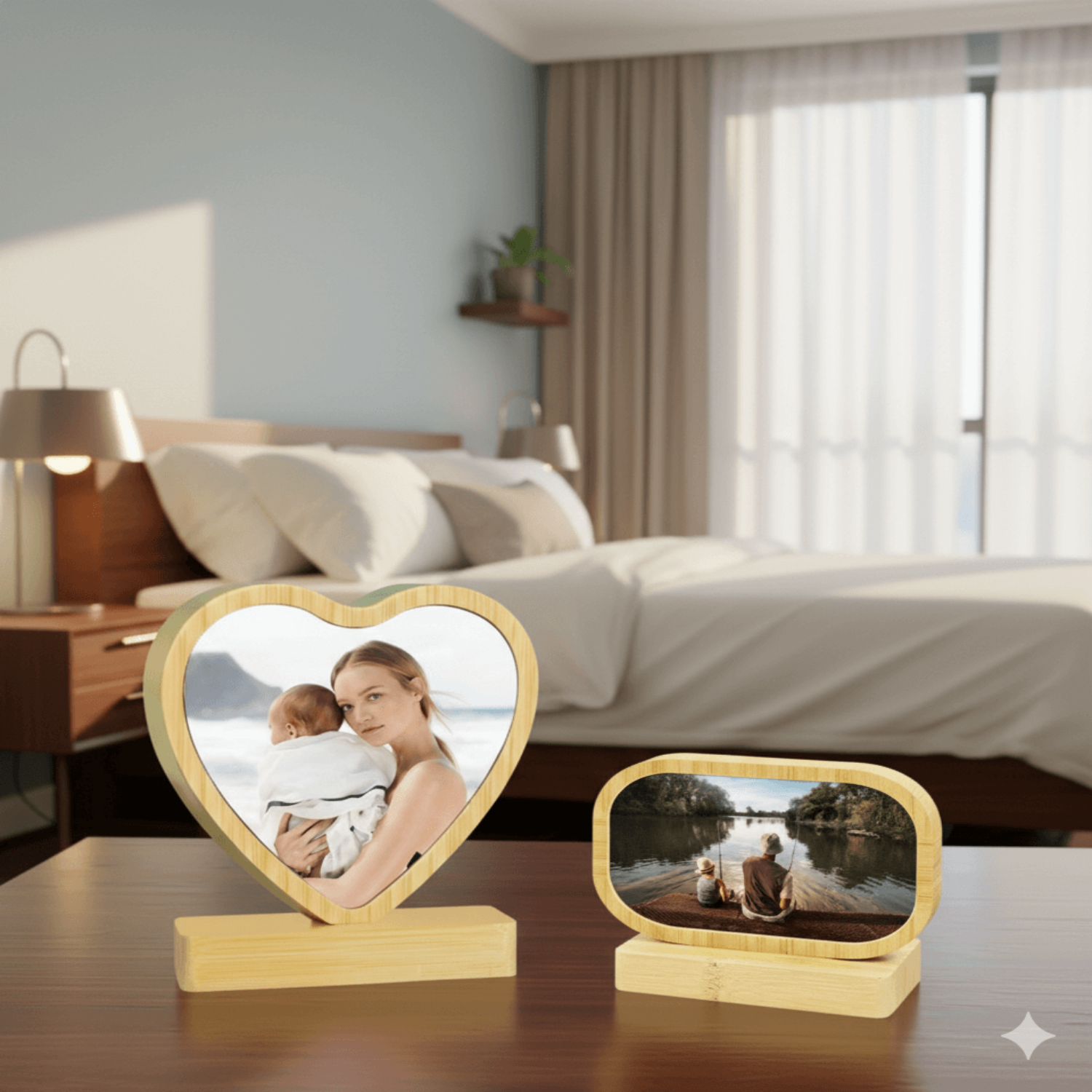 Modern Bamboo Wood Photo Frame – Minimalist Tabletop Picture Frame for Family, Couple, or DIY Personalized Gifts