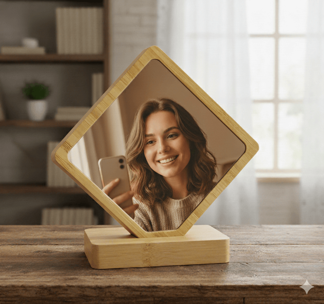 Modern Bamboo Wood Photo Frame – Minimalist Tabletop Picture Frame for Family, Couple, or DIY Personalized Gifts